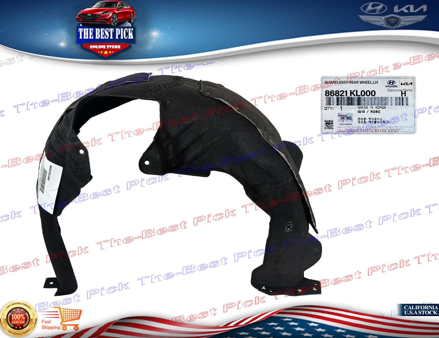 ⭐GENUINE⭐ REAR Fender Liner LEFT for 2023-2024 Hyundai IONIQ-6  86821KL000