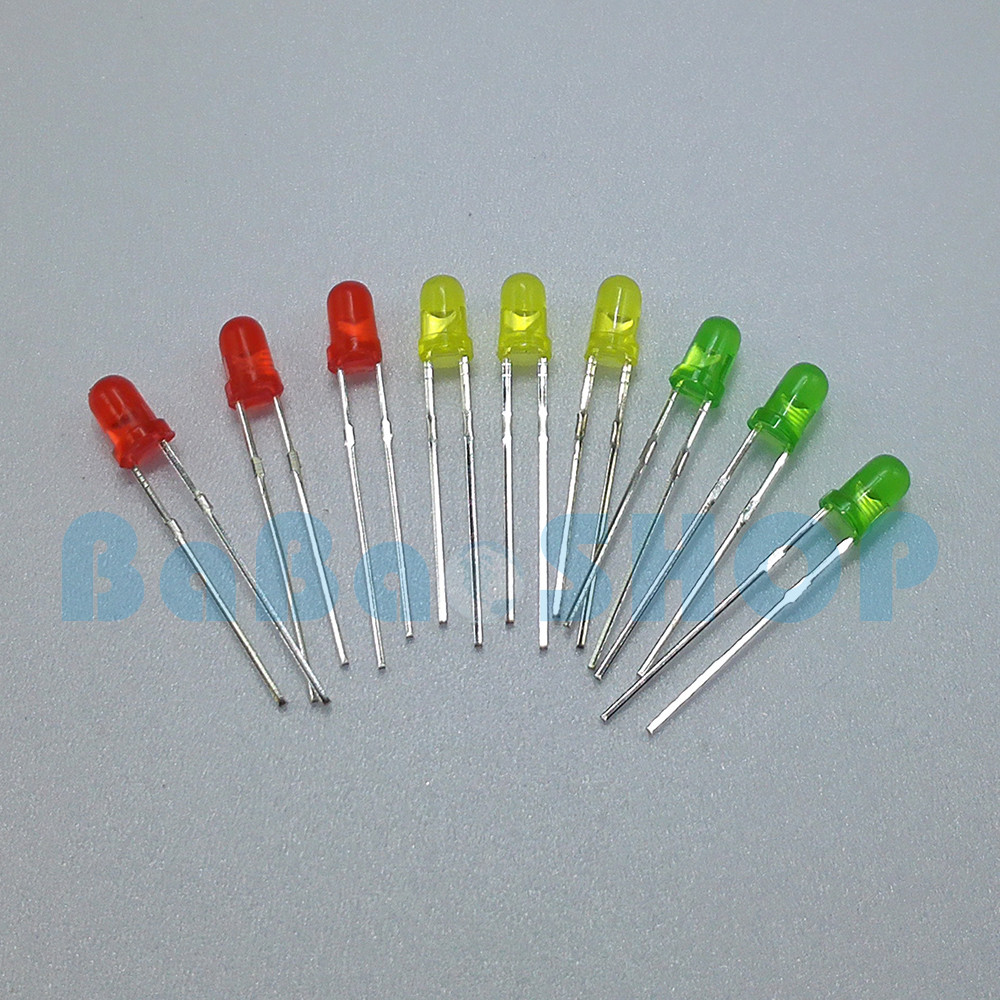 30pcs (each 10pcs) 3mm Red / Green / Yellow,Normal brightnes, LED Assortment Kit
