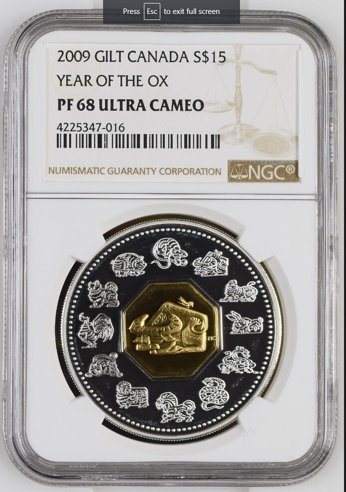 2009 Canada $ 15 Silver Proof Year of Ox Coin - KM# 866 - NGC PF 68 Ultra Cameo