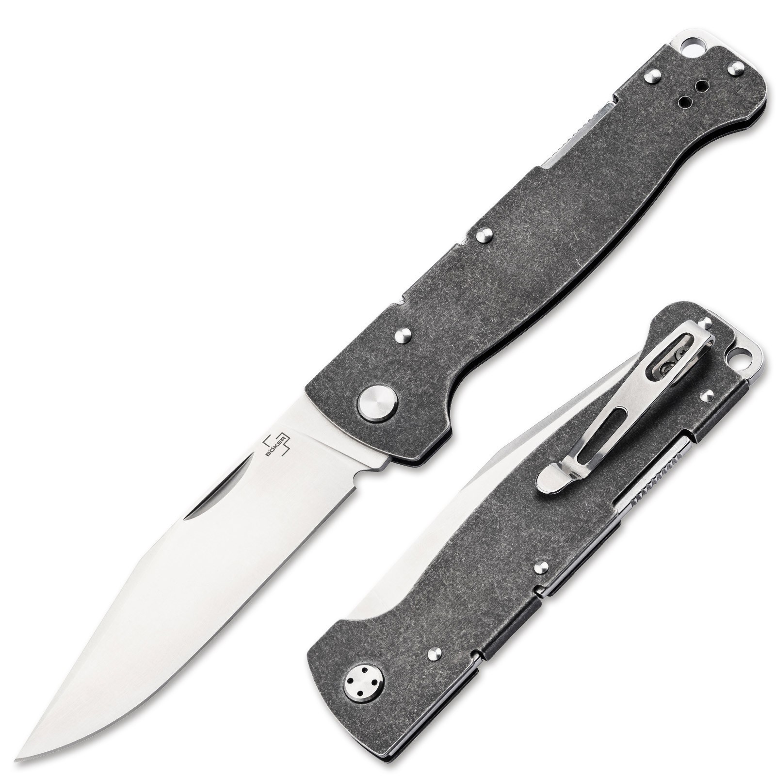 BOKER PLUS Altas Backlock Big Folding Knife  12C27 Steel Handle Black 01BP0062