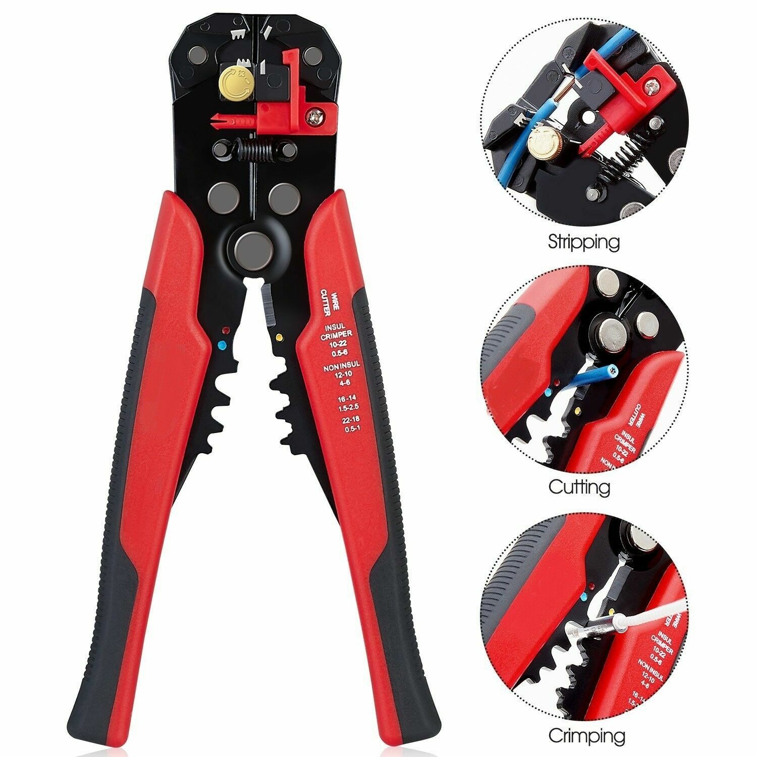 Self Adjusting Automatic Wire Stripper Cutter Crimper Cable Stripping Tool 8"