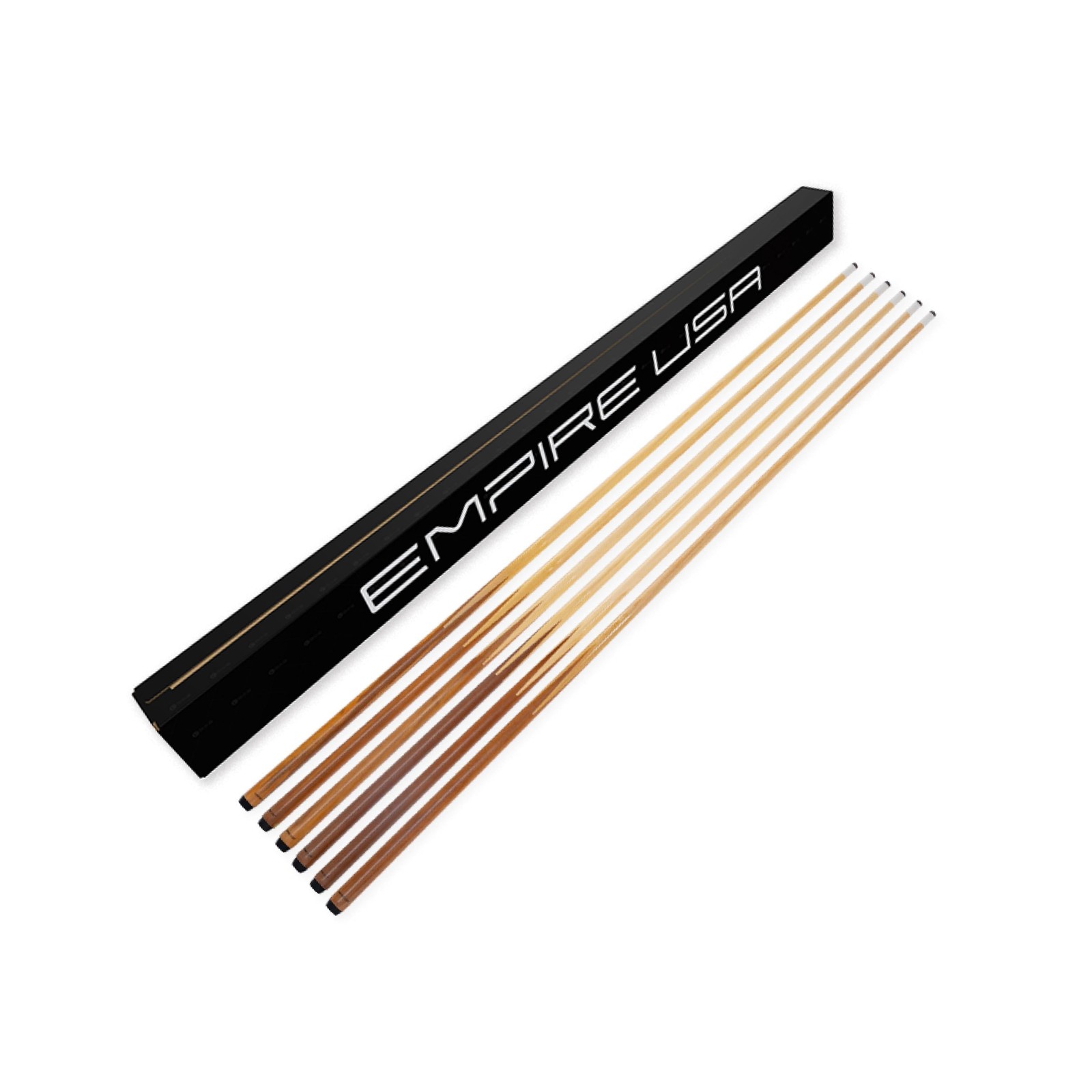 Set of 6 Pool Cues – 57” One-Piece Hardwood 4-Prong House Bar Billia