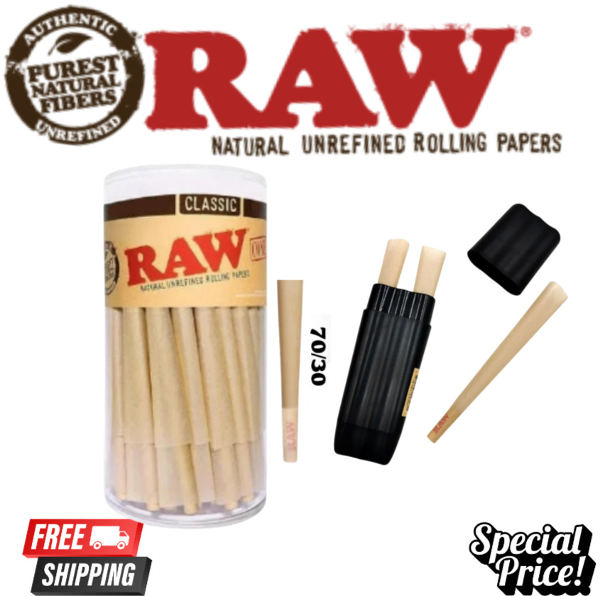 RAW Cones Single Size 70/30 Dogwalker 102ct W/ Raw Three Tree Case