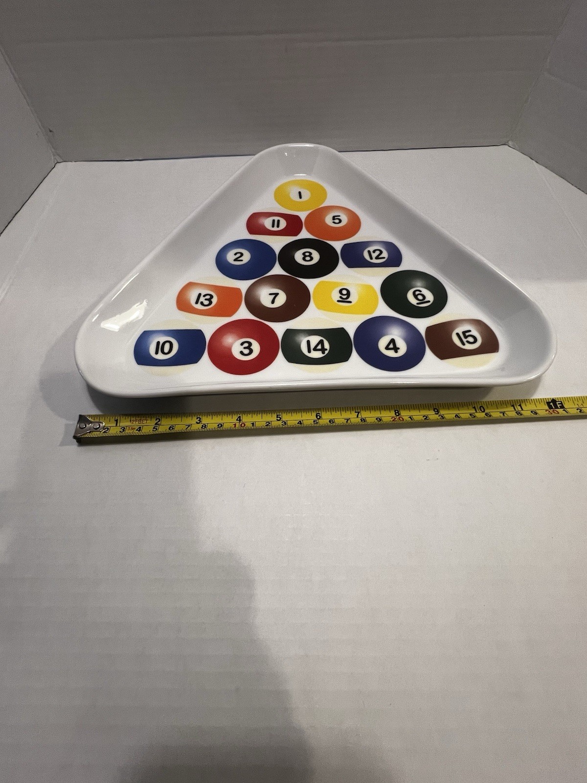 BIA 2003 Billiards Triangular Server Pool Ball Rack Ceramic Serving Dish.
