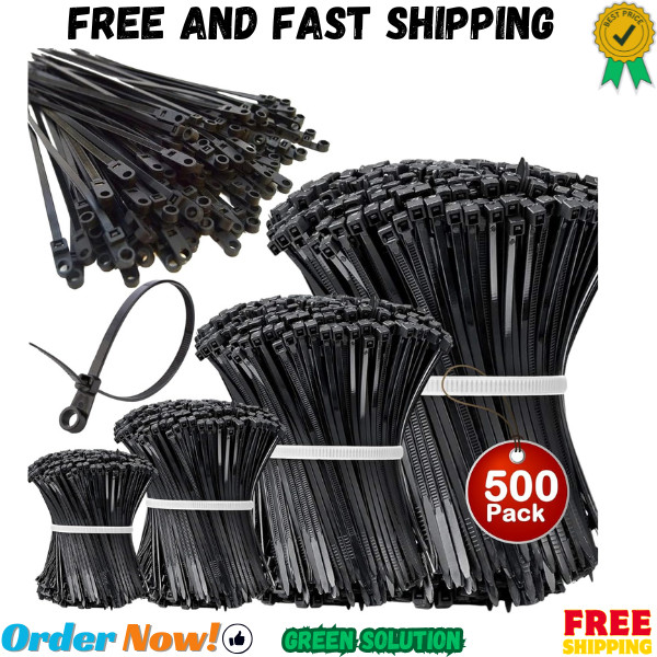 500Pcs Zip Ties Assorted Sizes Black Zip Ties with Screw Hole 100Pack 4/6/8/12 I