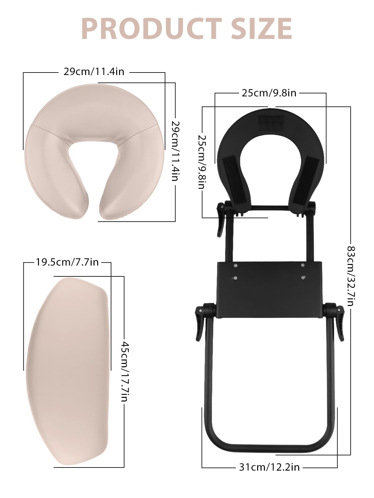 TOROKOM Adjustable Headrest Face Pillow Cradle and Face Cushion Support Bracket
