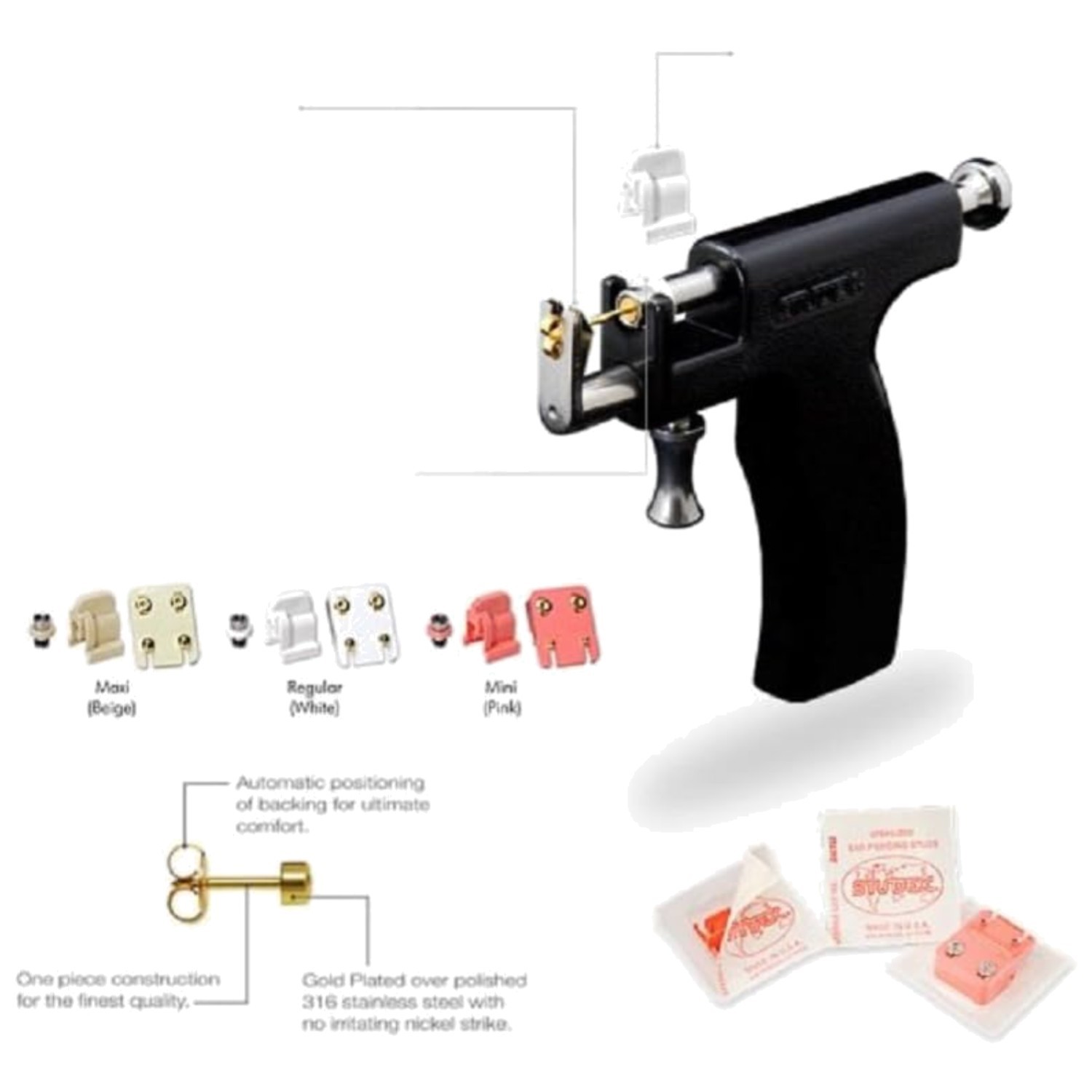 Ear Piercing Kit with Marking Pen and Aftercare Instructions