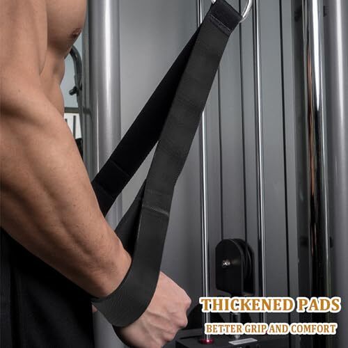 Tricep Rope Cable Attachment Ergonomic Handles Long Gym Pulldown Rope Grip