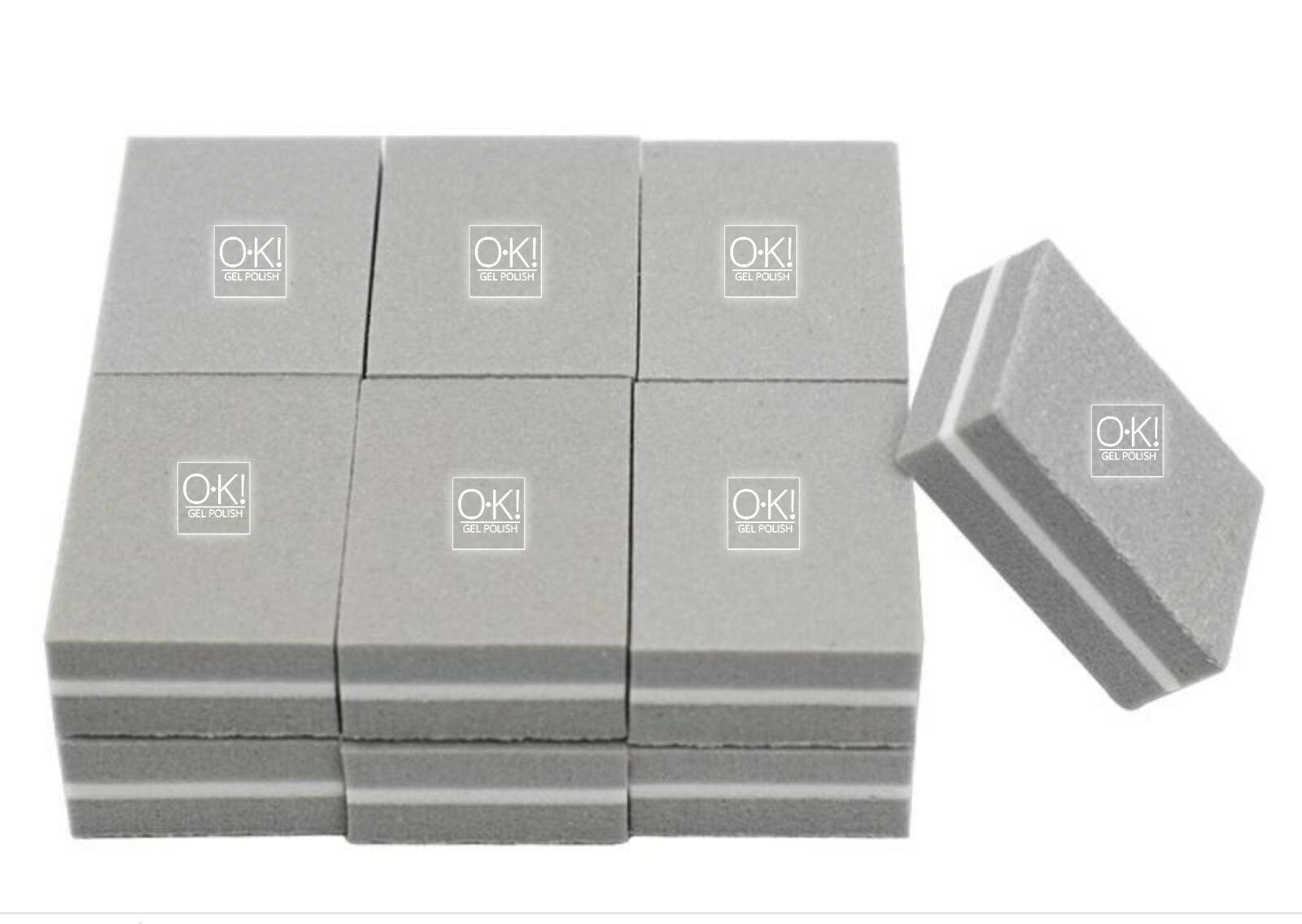 50 Pcs Nail Buffer Mini Block File 180/100 Grit Sandwich Gray Washable Manicure