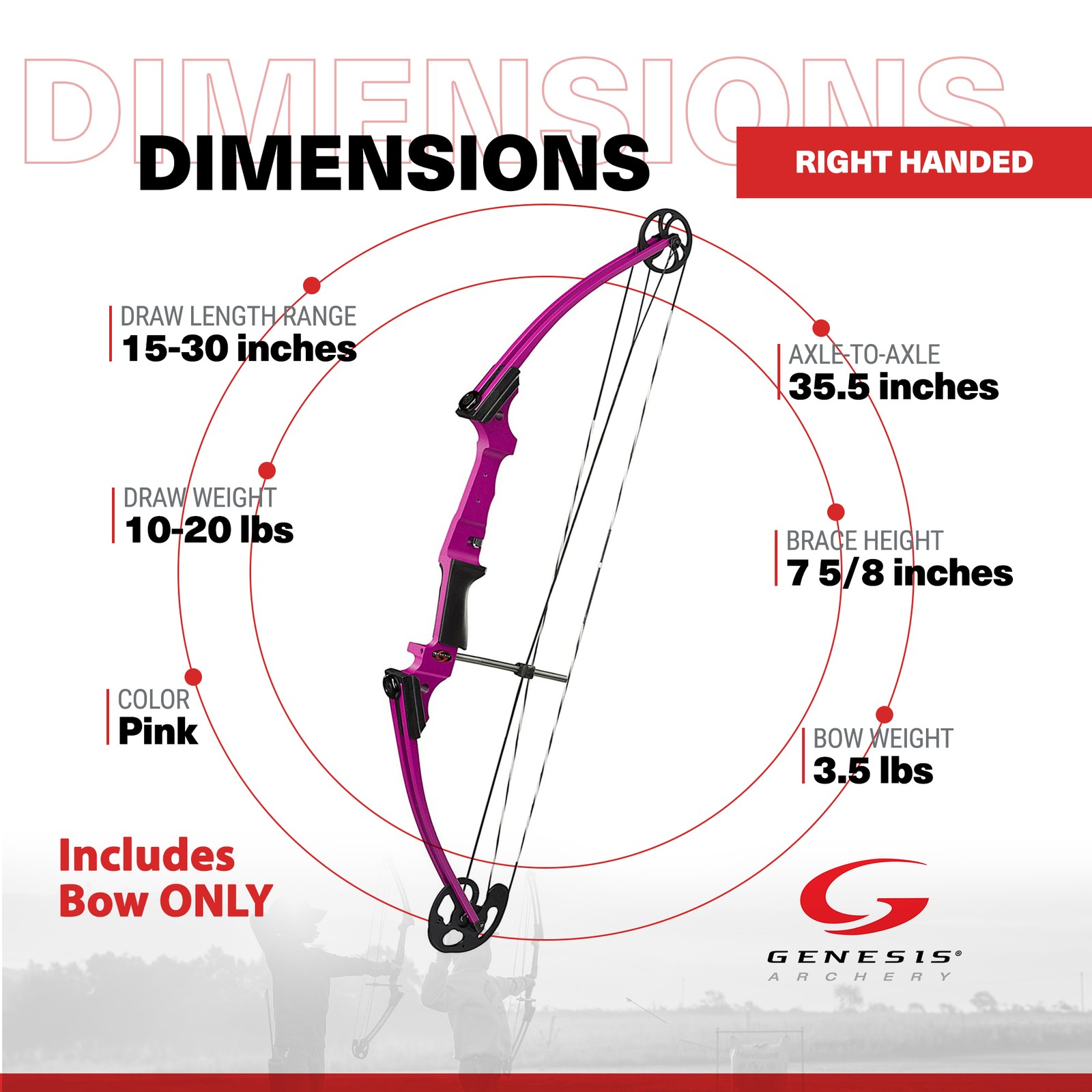 Genesis Original Archery Compound Bow, Right Handed, Purple (Open Box)