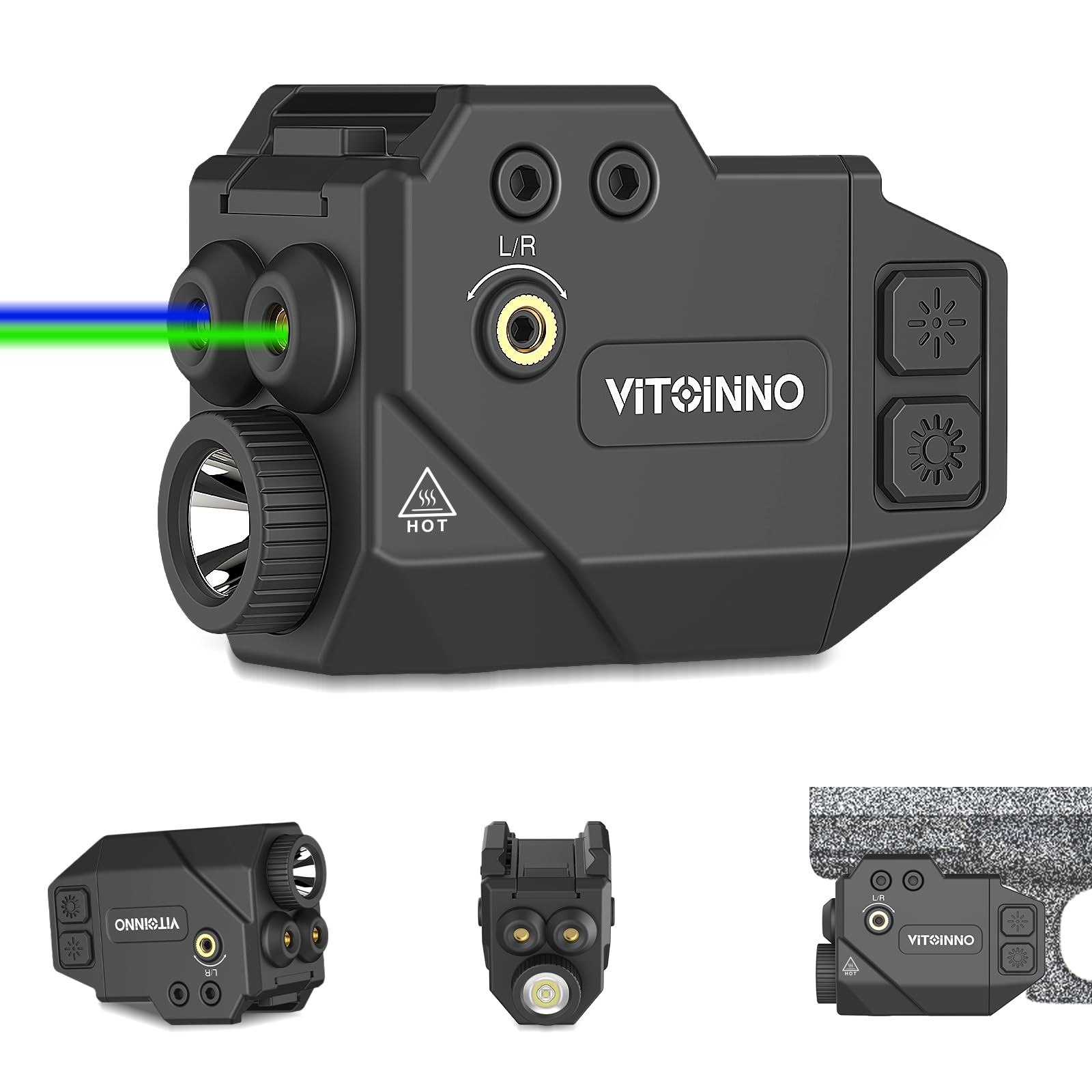 500lm Pistol Light and Blue Green Beam Combo,Slidable Weapon Light and Beam f...