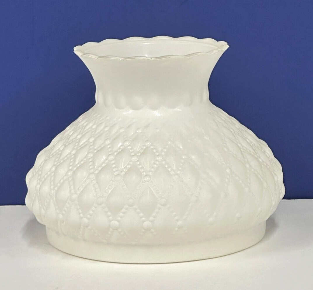 7" WHITE Student Opal QUILTED GLASS Globe Matte Replacement Shade NEW 11104