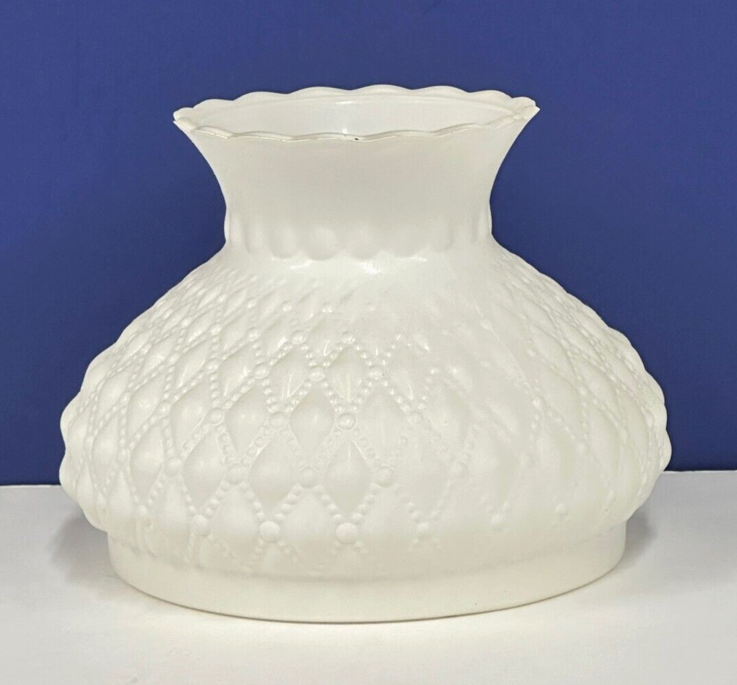 7" WHITE Student Opal QUILTED GLASS Globe Replacement Shade NEW Lightcraft 11104