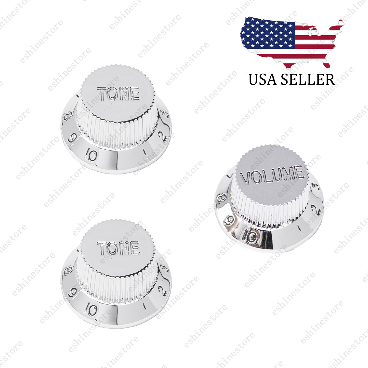 Chrome Silver ST Style Electric Guitar Knobs Volume Tone Knobs for Stratocaster