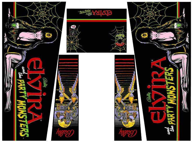 Elvira And The Party Monsters Pinball Machine CABINET Decal Set