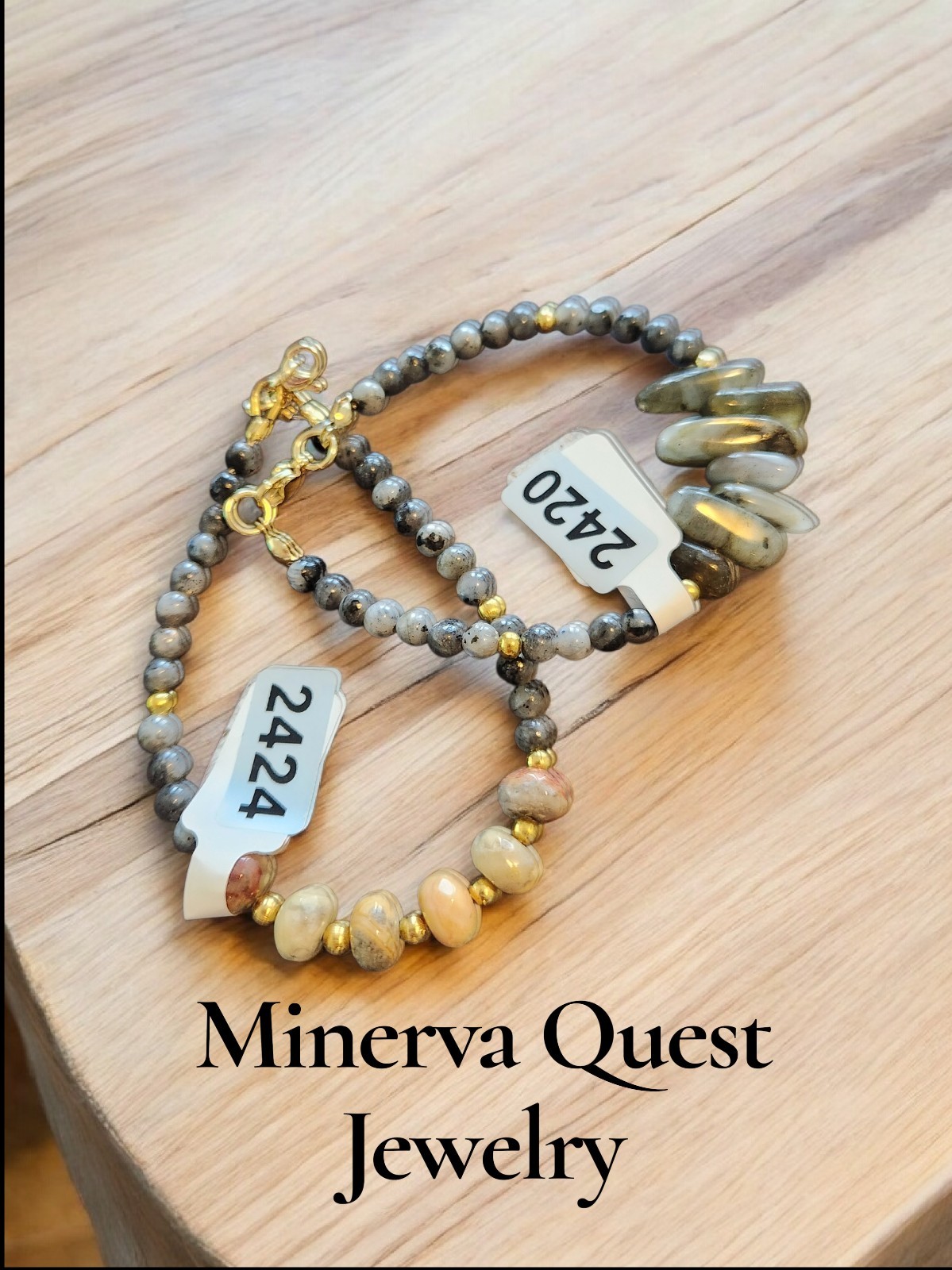 Labradorite Agate Stone Artisan Bracelet. Handmade. #2424
