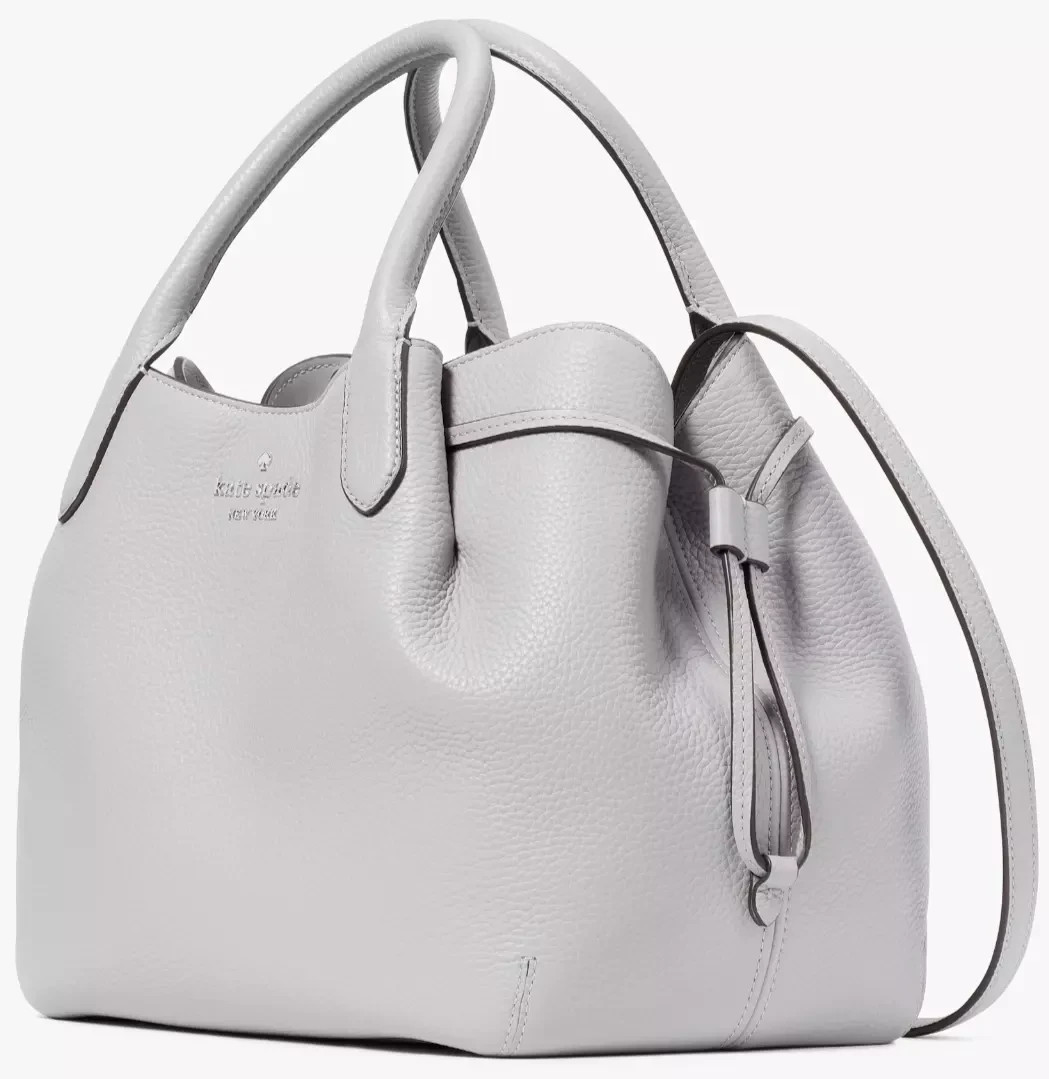 Kate Spade Dumpling Large Gray Leather Satchel Bag K8134 Purse NWT $459 Retail F