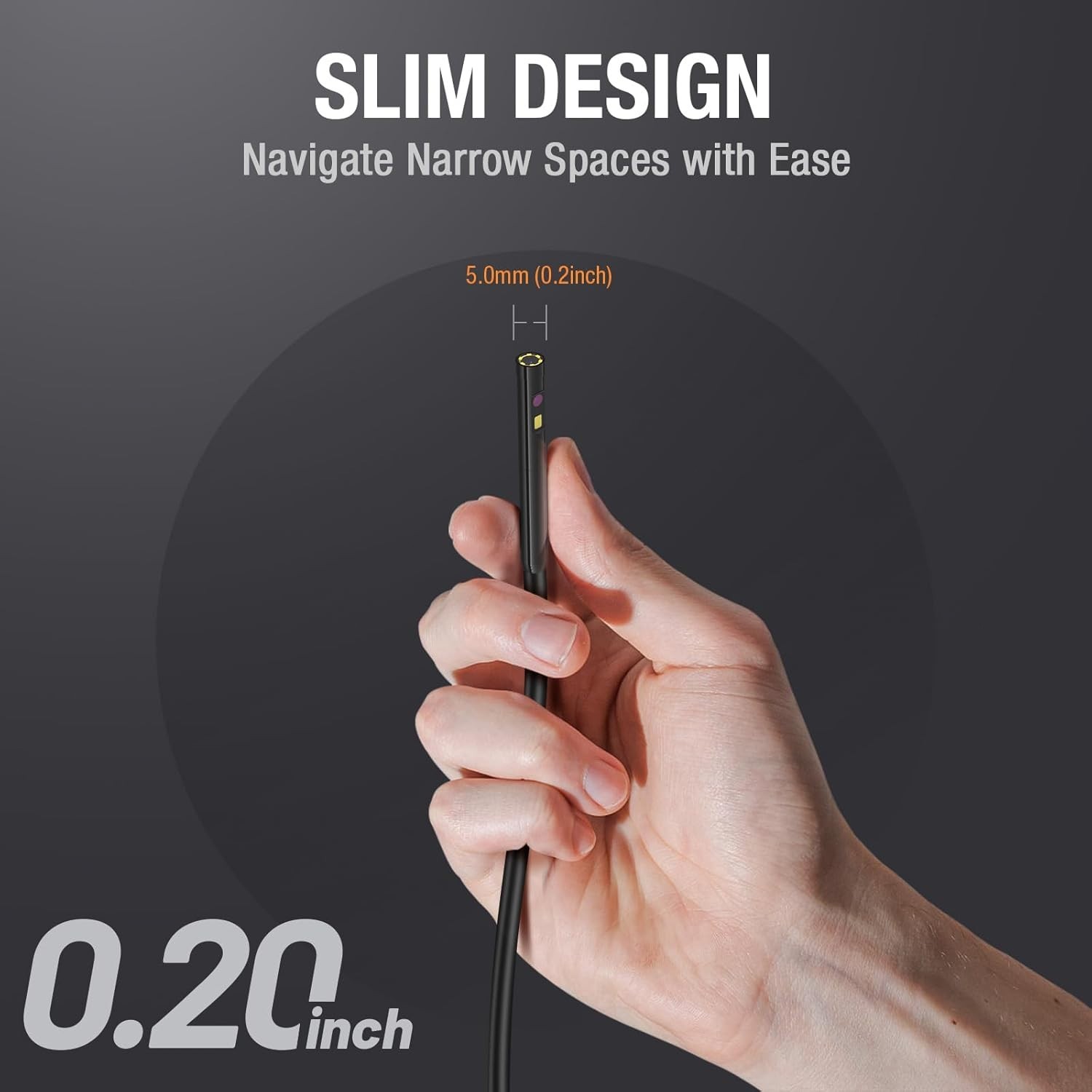 Teslong 5mm Dual Lens Endoscope Camera HD 1080P Borescope Inspection Camera 5FT
