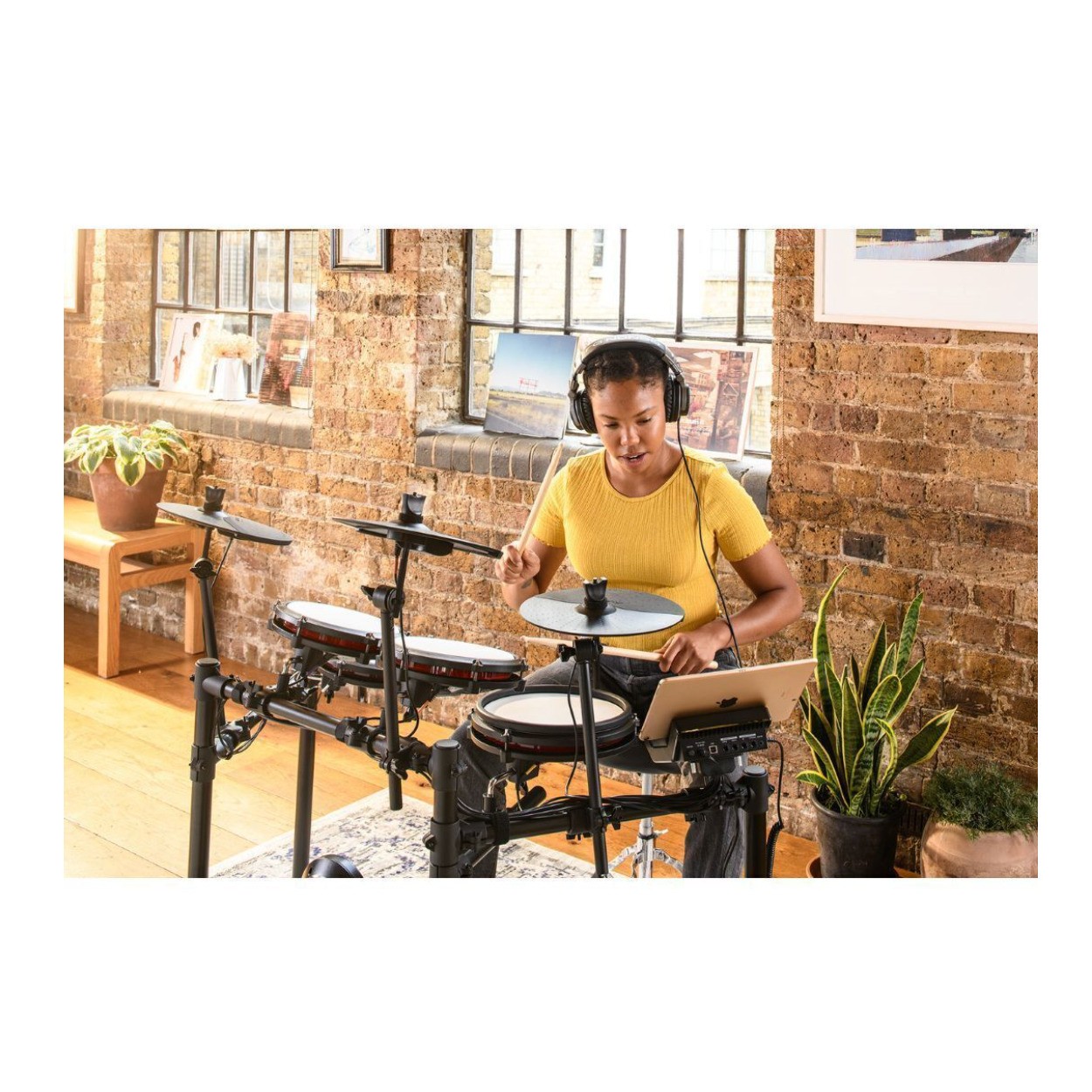 Alesis Nitro Max Kit Electronic Drum Set Bundle with Throne and Headphones