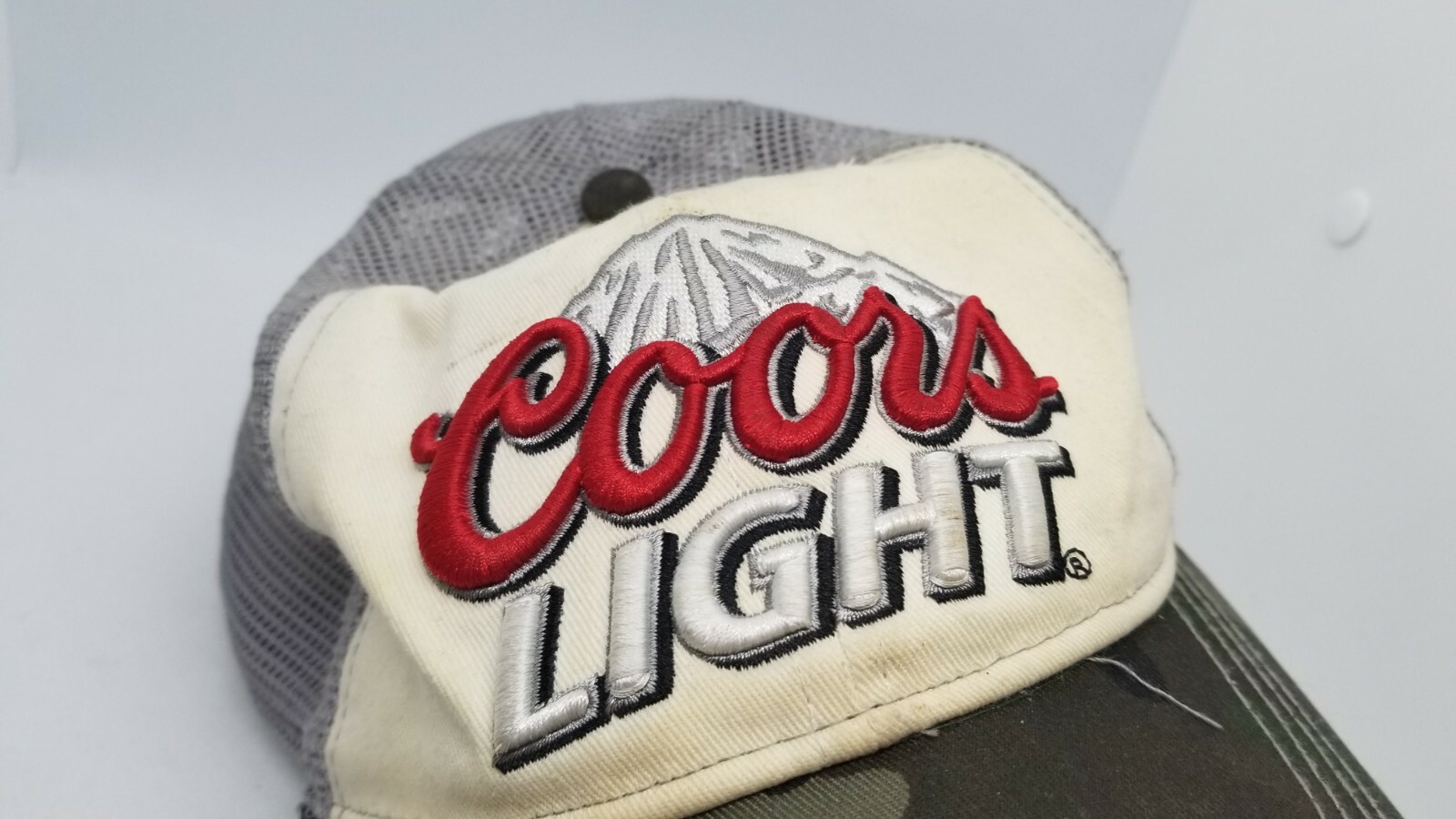 Coors Light Trucker Hat Green, White & Gray Embroidered Logo Mesh Cap