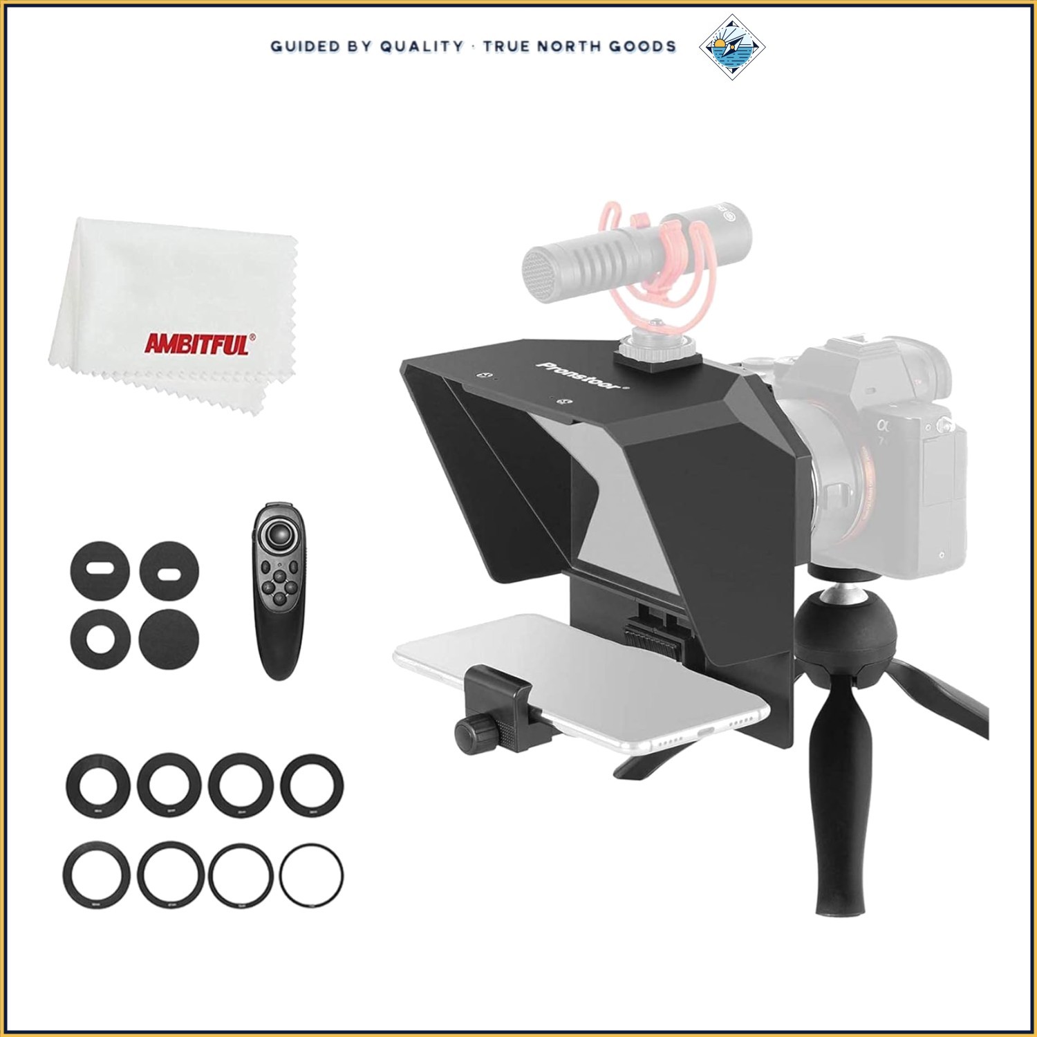 Teleprompter with HD Display and Remote for Video Recording and Content Creation