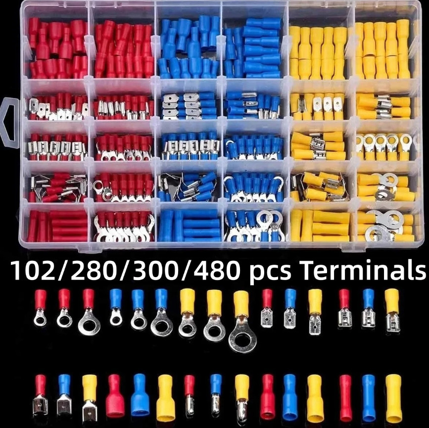 102/280/300/480pcs Insulated Male Female Wire Spade Crimp Terminal Kit - NEW