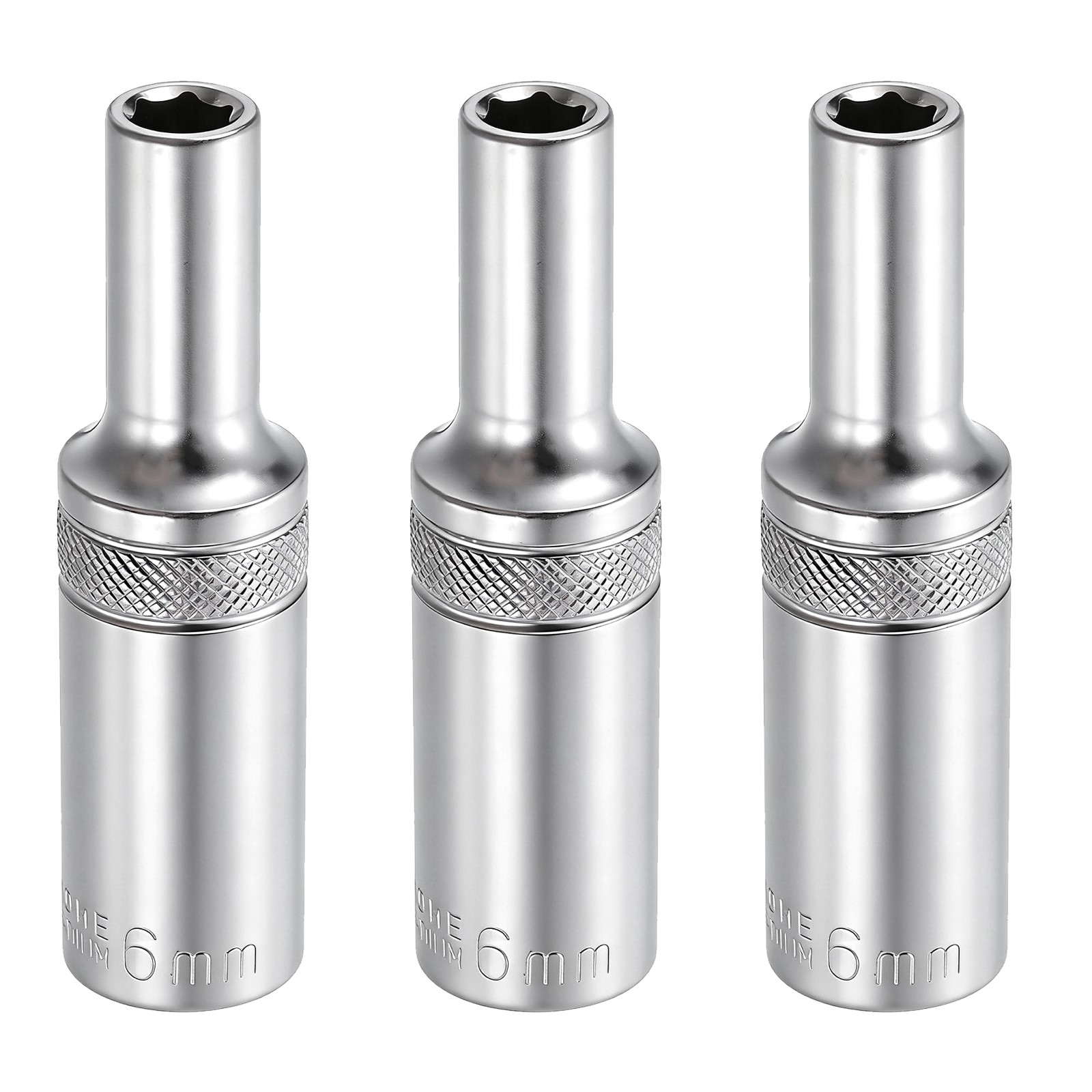 3pcs 6 Points Deep Socket 3/8" Drive 6mm Nickel Plating Impact Socket 2.5" Long