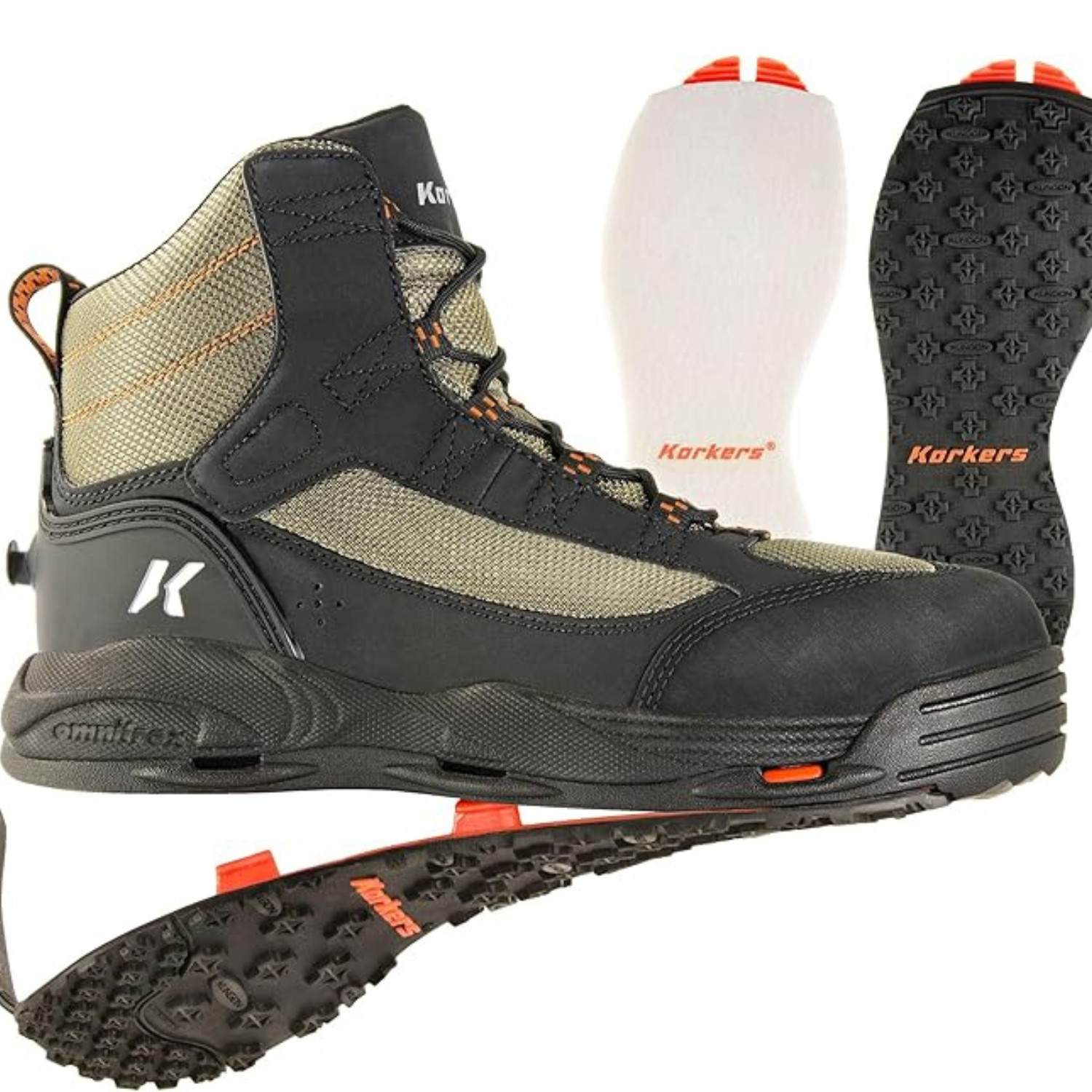 Korkers Greenback FB4810 Men's Dried Herb Black Round Toe Wading Boots DWA3540