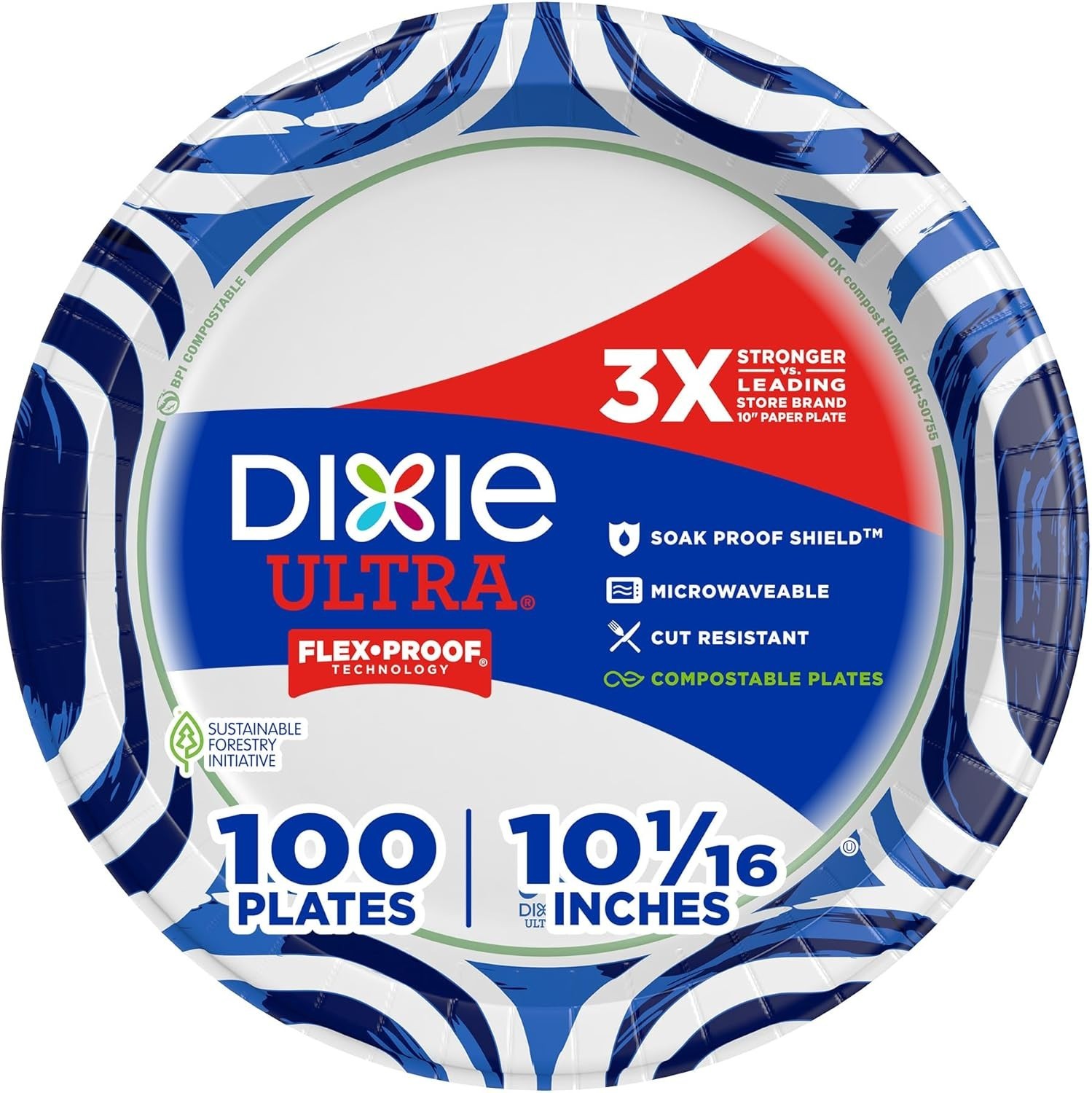 Disposable Paper Plates Recyclable Everyday Plates Dinner Size 10" Bulk 100 Pack