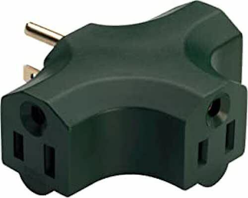Pass & Seymour Plug in 1 to 3 Outlet Adaptor Single Pole 3Wire Heavy Duty green