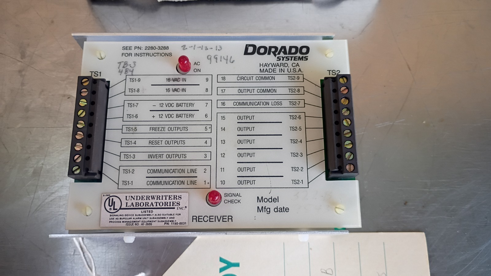 Dorado Systems 3140-3222 Series 300 multiplexing module 322 Receiver Alarm