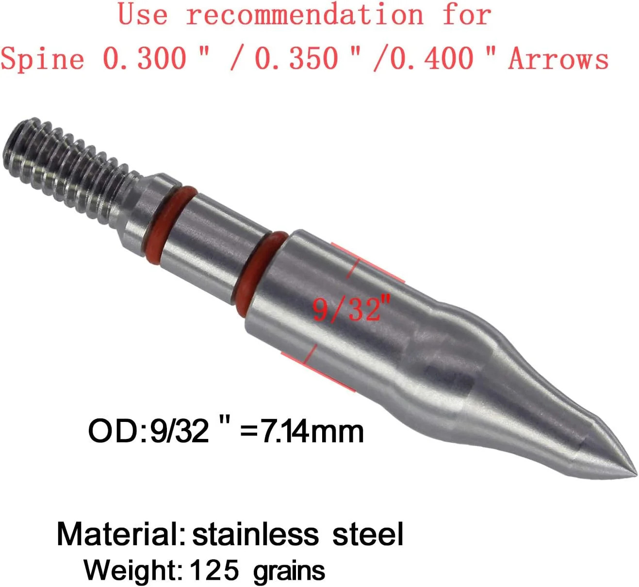 maifield Stainless Steel Archery Field Points, Easy Pull Various OD for 85/100/1