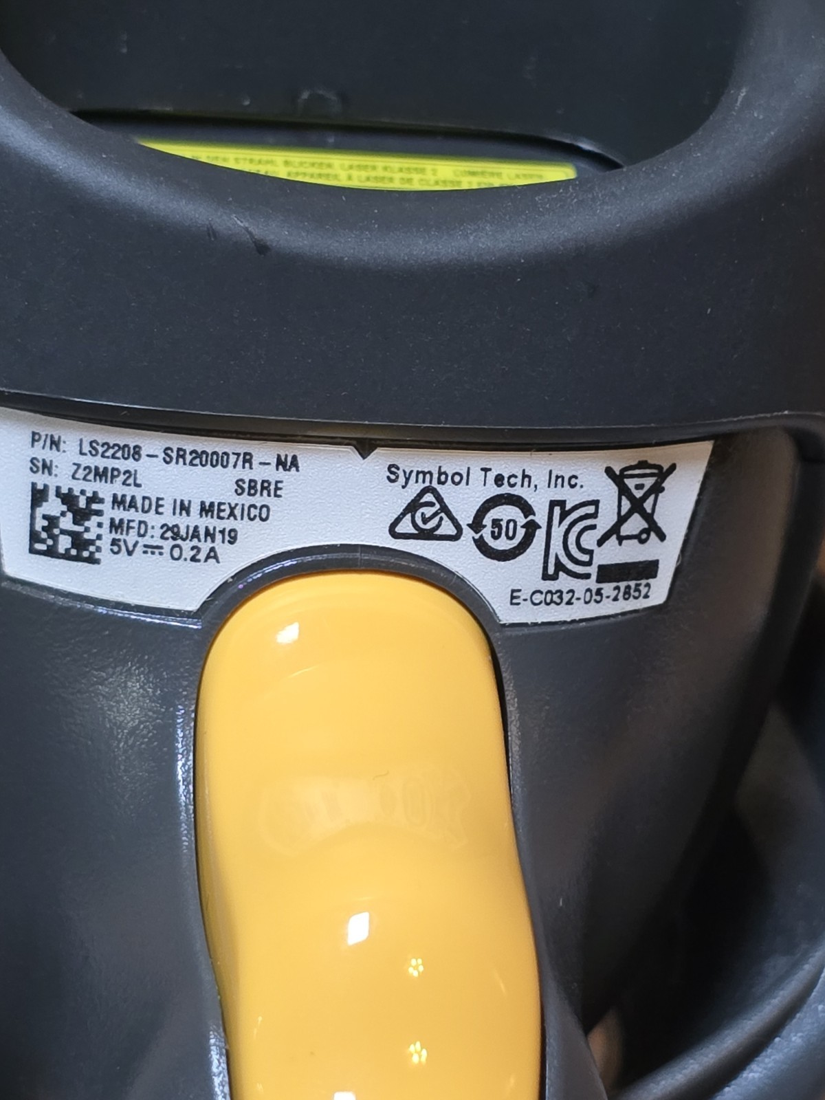 Symbol LS2208 Handheld Barcode Scanner w/ Stand - Black