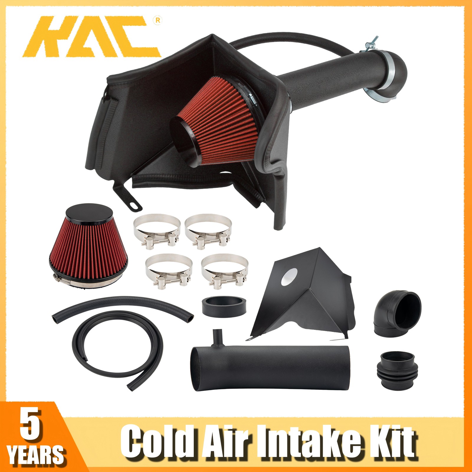 3" Cold Air intake Kit w/Heat Shield + Red Filter Fits 91-01 Jeep XJ All Engine
