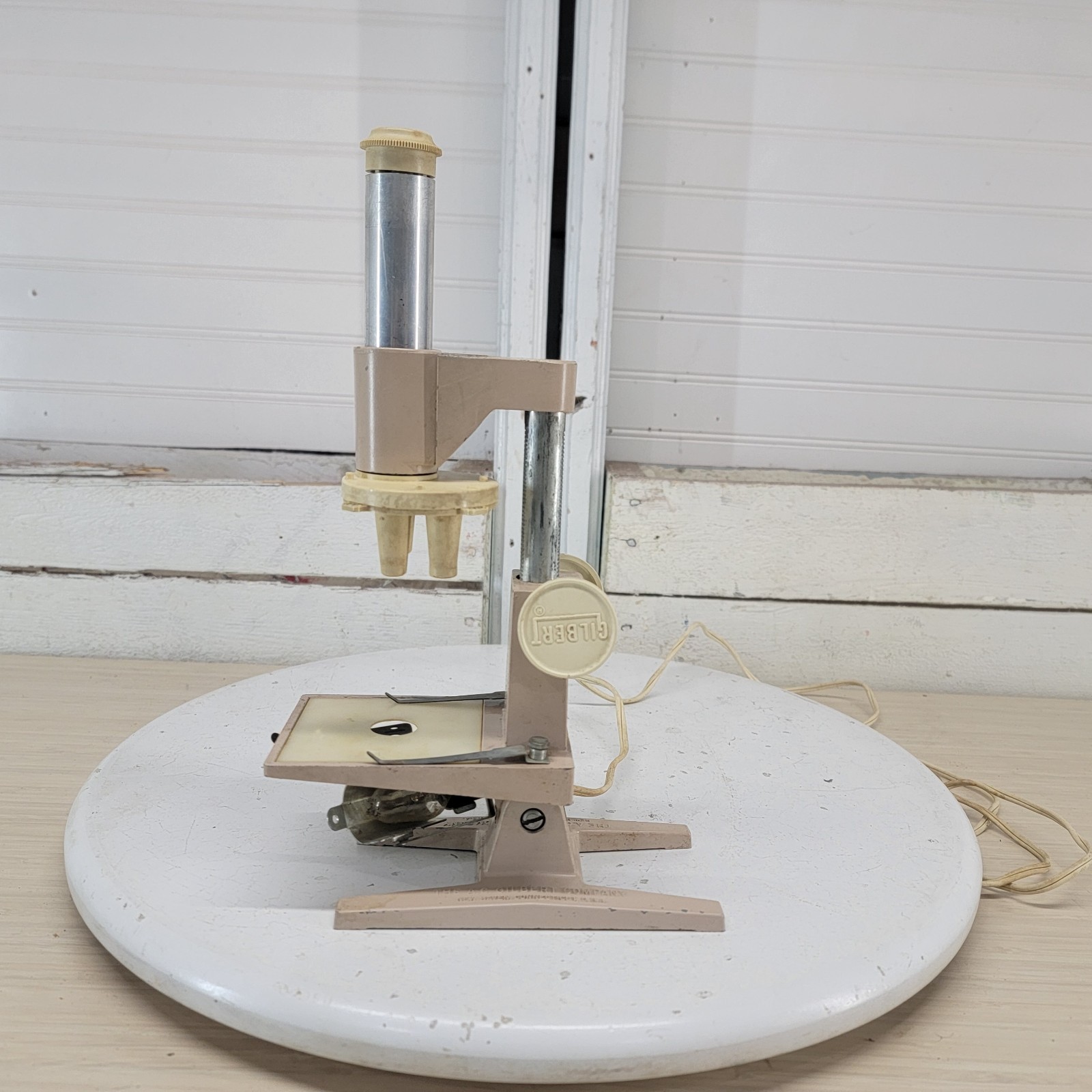 Vintage A.C. Gilbert Illuminated Microscope Working Light Educational USA