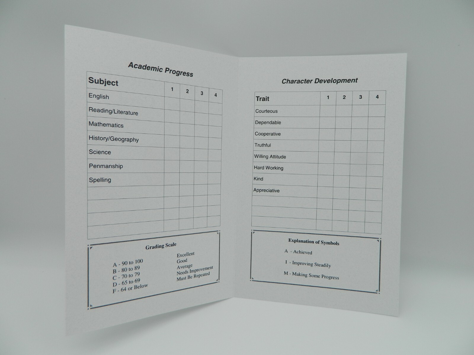 Homeschool Record Keeping Kit w. Transcript Folder & 4 Elementary Report Cards