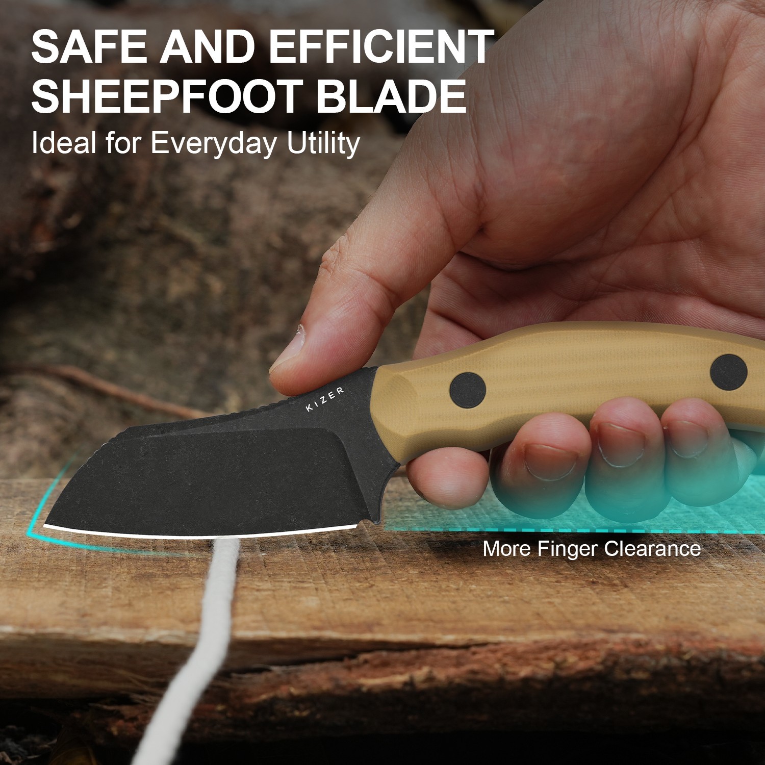 Kizer Bulldog Fix EDC Fixed Knife 14C28N Blade G10 Handle Camping 1116A2