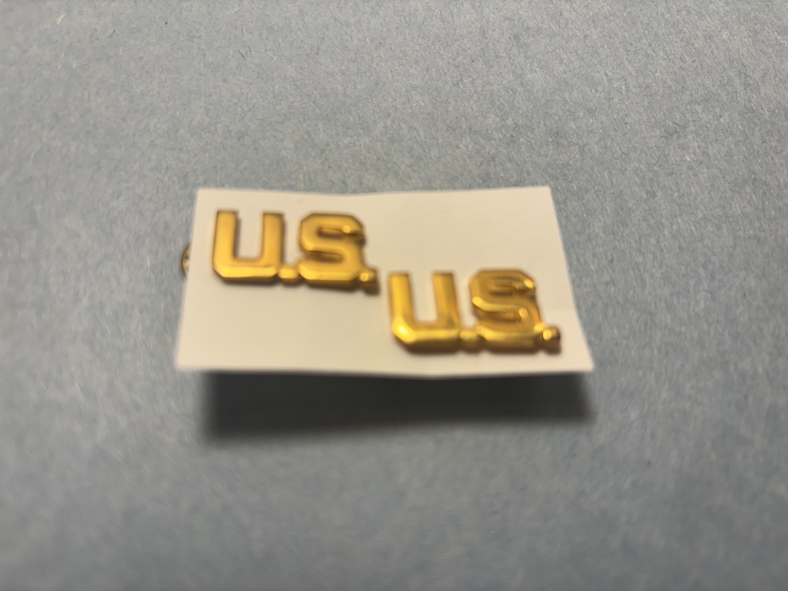 US Army Officer Branch Insignia -"US" (2 pcs) gold tone
