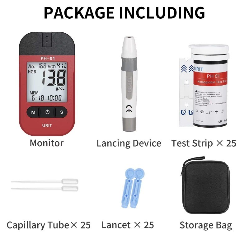 Hemoglobin Test Meter Kit 25 Test Strips & Lancets Home Blood Testing gt