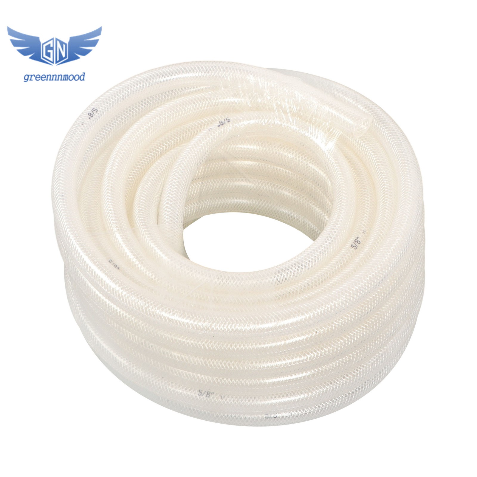 5/8" ID × 7/8" OD - 50 Ft High Pressure Braided Clear PVC Vinyl Tubing 10Bar