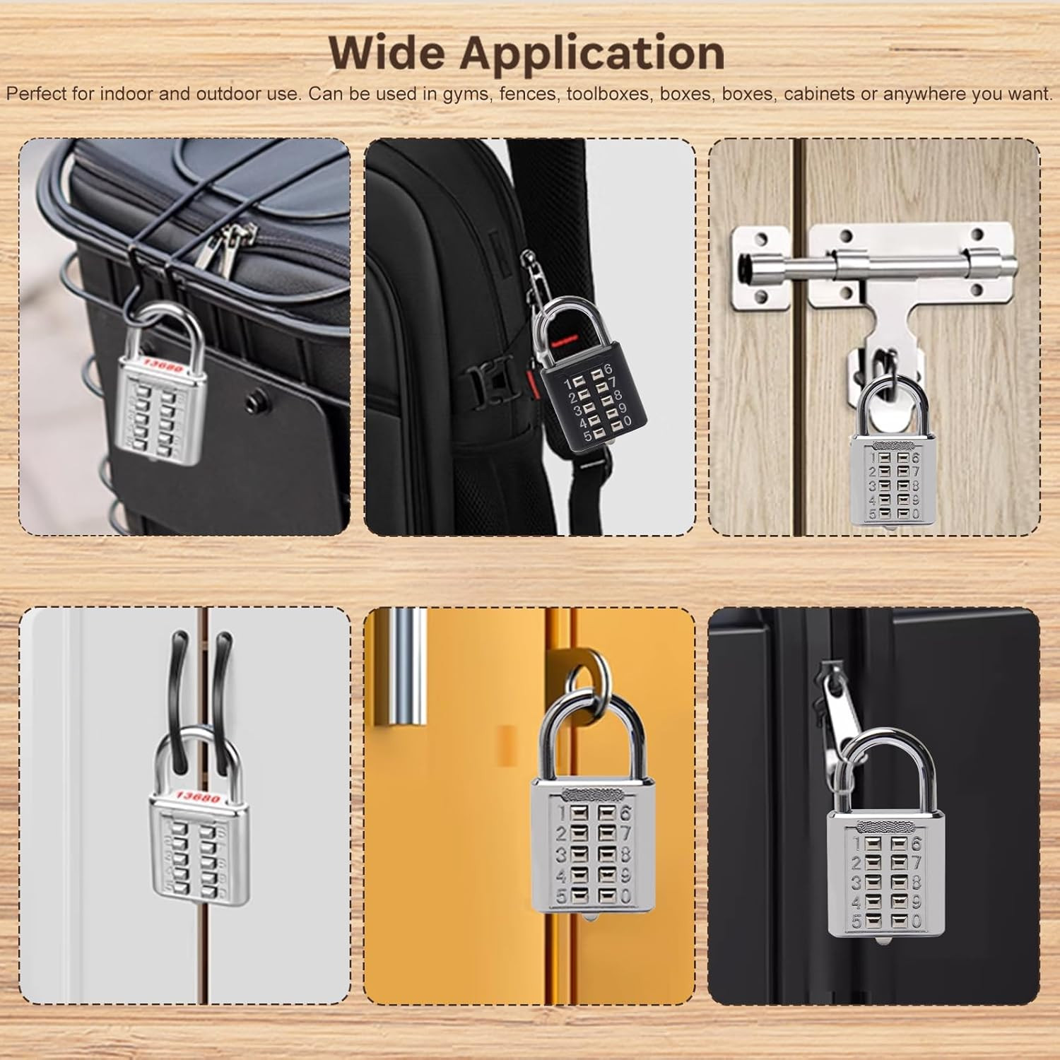 1Pcs 10-Digit Combination Padlock Push Button Lock for Locker Gym Case Drawer