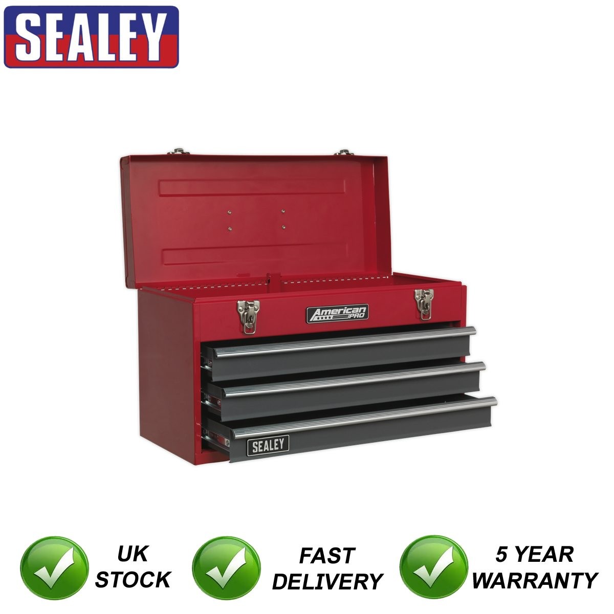 Sealey American PRO� Tool Chest 3 Drawer Red/Grey AP9243BB