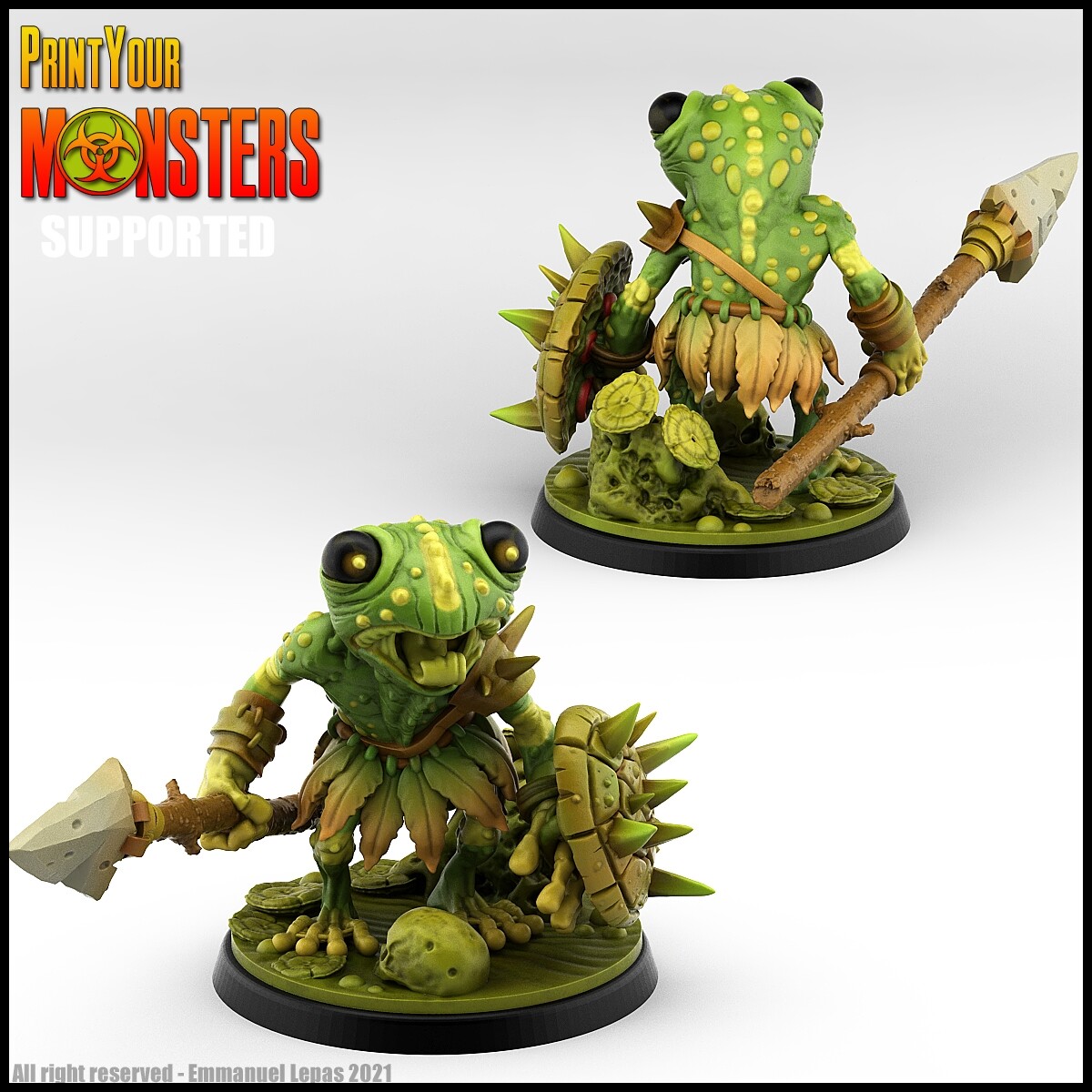 Frog with lance Legion Terrain Scenery Tabletop Miniatures 28mm DnD