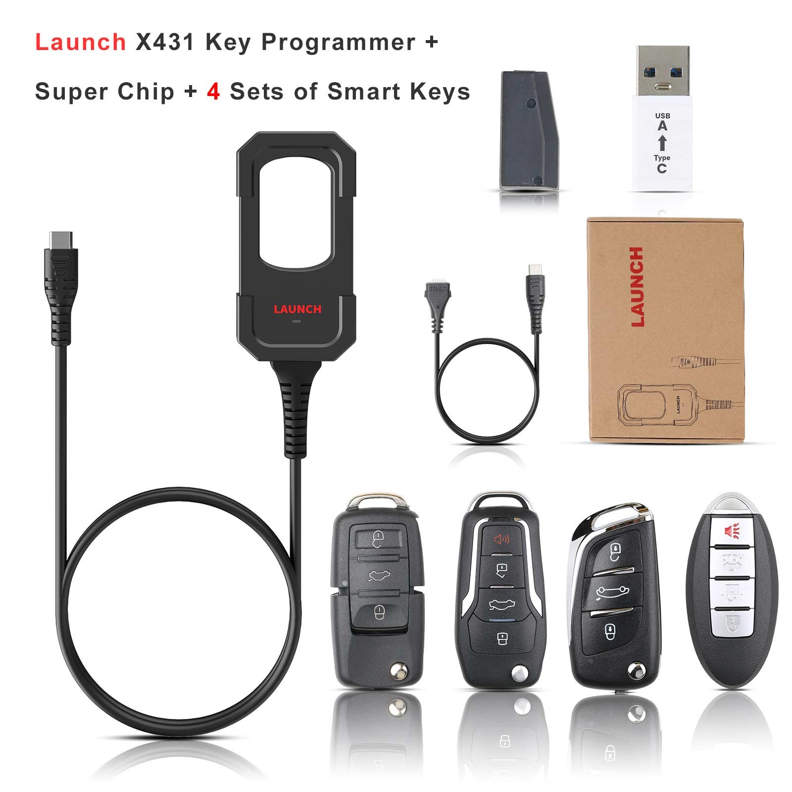 Launch X431 Key Programmer with Super Chip & 4 Sets of Smart Keys