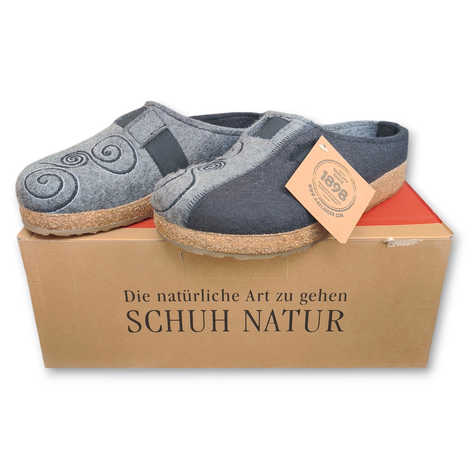 Haflinger Magic Grizzly Collection Pure New Wool Black/Gray Slipper Clogs NWT