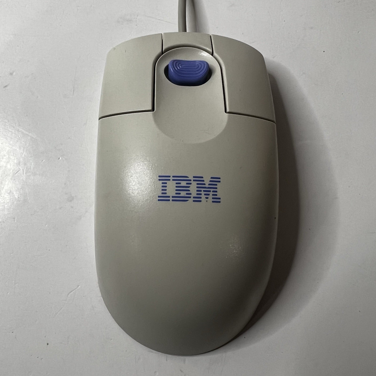 Vintage IBM Mouse MO09K PS/2 ScrollPoint II Ball Retro PC ~ Tan