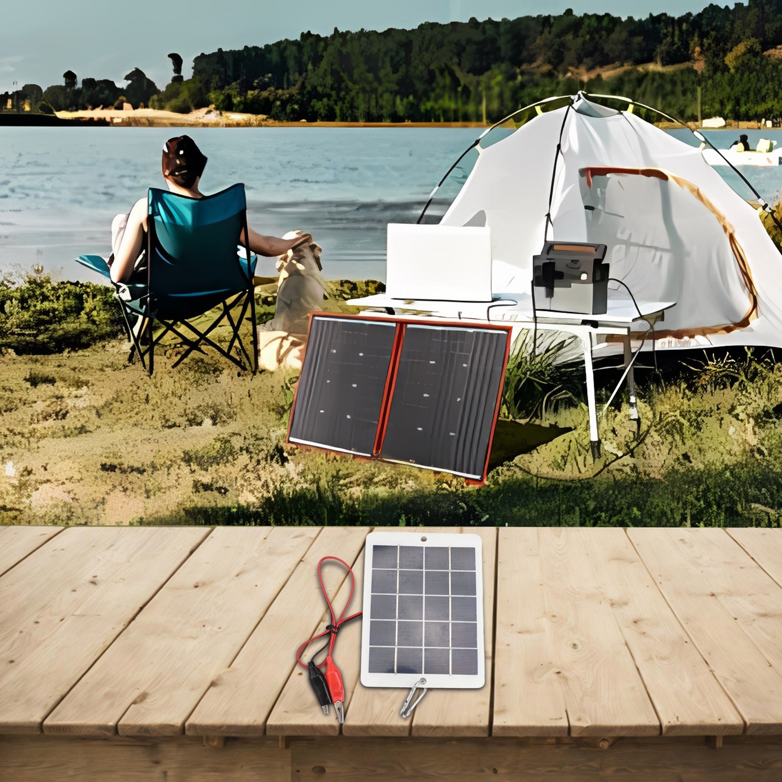 Efficient 10W 5V Solar Panel with Clip Outdoor Battery Charging Made Simple