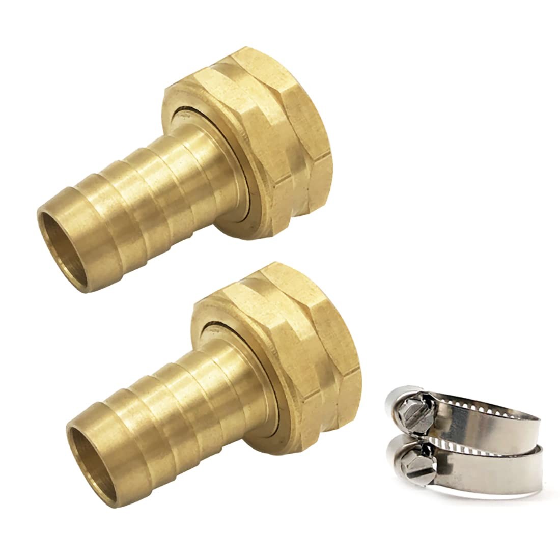 wowoda 2Pcs Female Brass Garden Hose Thread Water 5/8 Inch, Gold