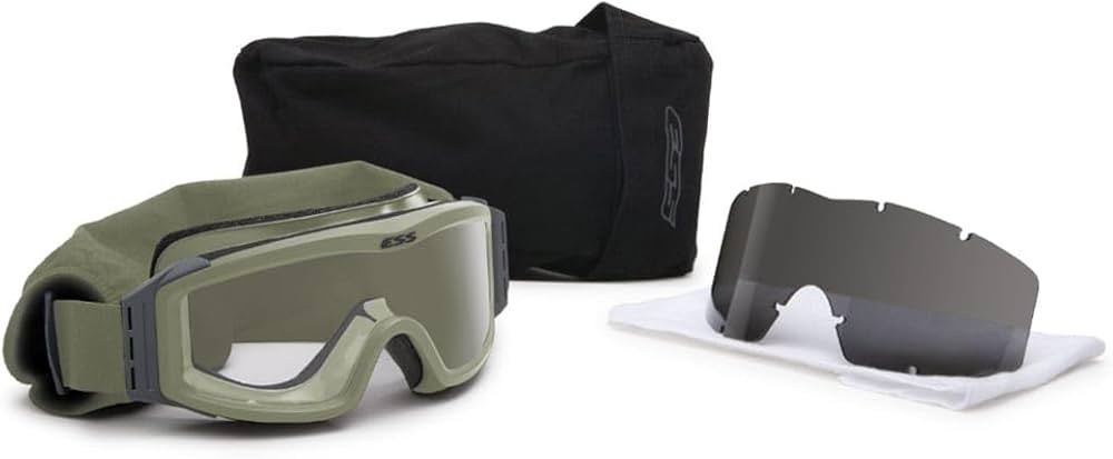 FAIR ESS Profile NVG Tan Goggles w/ Clear & Dark Lens & Carrying Case