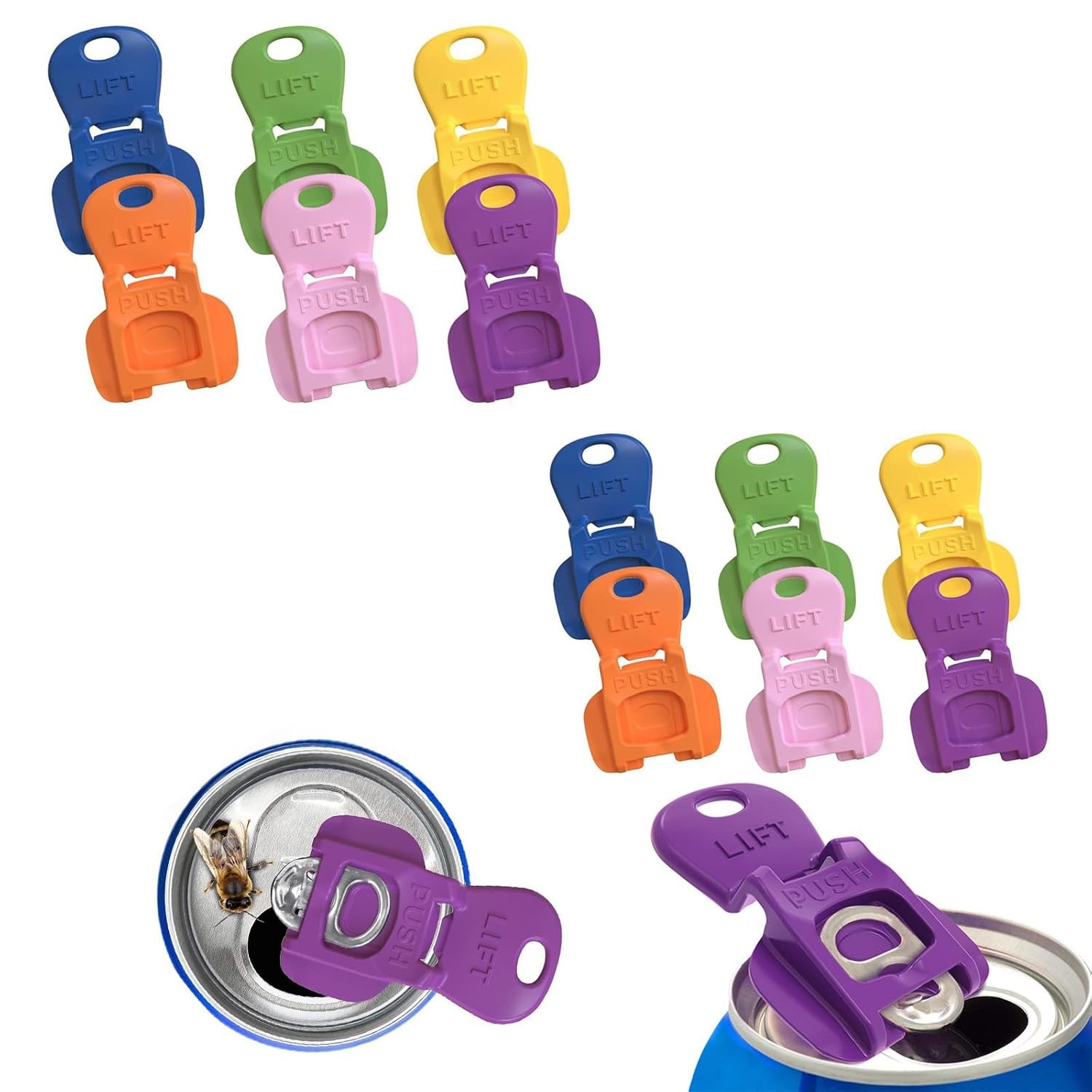 Colorful Can Tab Openers & Leak-Proof Drink Covers for Soda Cans One Hand Can